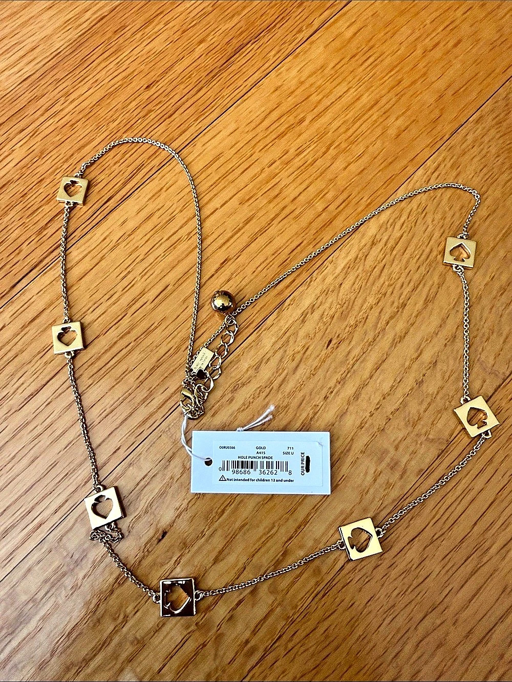 kate spade Hole Punch Spade Long Necklace Gold